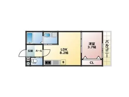 ALEGRIA姫路京口(1LDK/2階)の間取り写真