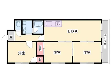 エクセルハイツ溝柳瀬(3LDK/3階)の間取り写真