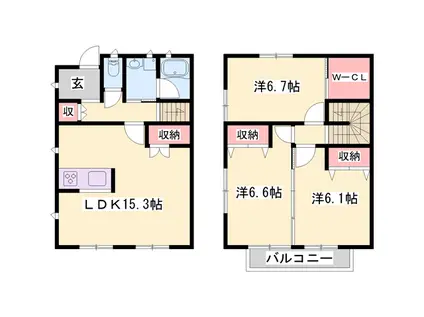 ラシック鷹匠(3LDK/1階)の間取り写真