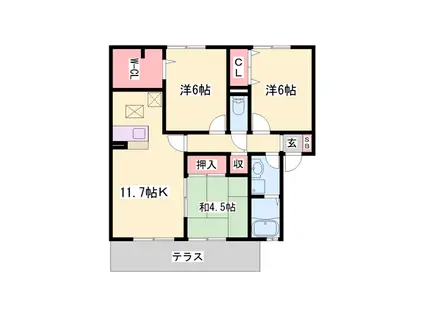 ハッピーロード佐土(3LDK/2階)の間取り写真