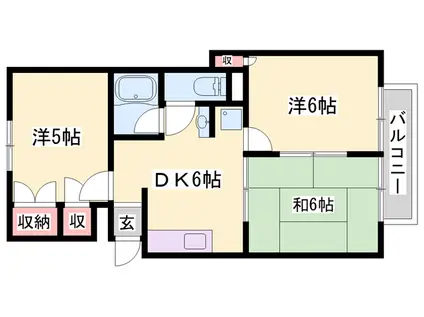 メゾンアンソレイエB(3DK/2階)の間取り写真