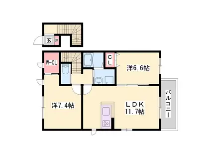 シャーメゾン播磨(2LDK/2階)の間取り写真