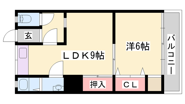 網干コーポ(2K/1階)の間取り写真