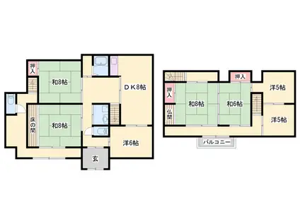 赤穂線 相生駅(兵庫) 徒歩13分 2階建 築50年(7DK)の間取り写真