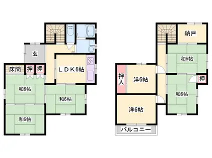 山陽電気鉄道本線 山陽姫路駅 徒歩24分 2階建 築39年(6SLDK)の間取り写真