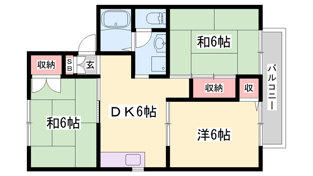 第一ハイネス(3DK/2階)の間取り写真