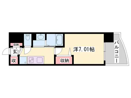 LUXE姫路(1K/2階)の間取り写真