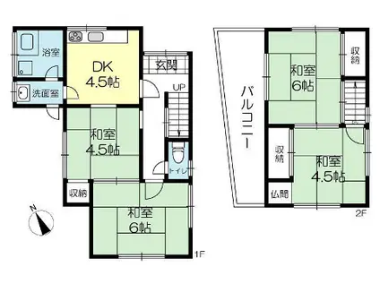 北条鉄道 北条町駅 徒歩9分 2階建 築51年(4DK)の間取り写真