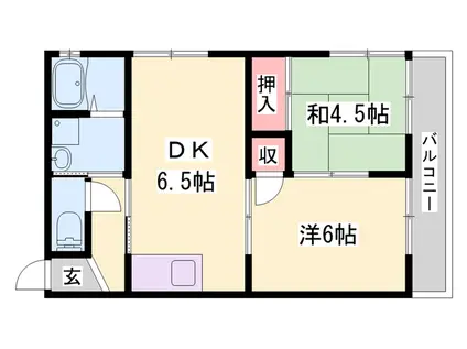 野里ハイツ(2DK/4階)の間取り写真