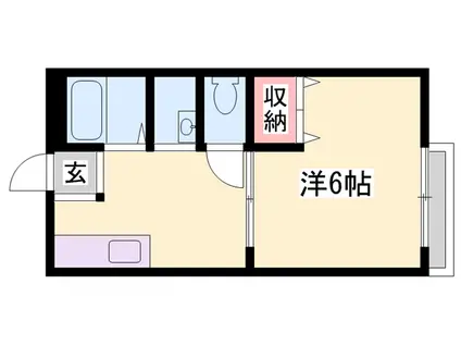 リトルフォレスト御立Ⅱ A棟(1K/1階)の間取り写真