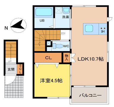 ラグーナ坂元(1LDK/2階)の間取り写真