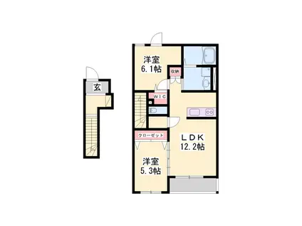 高砂市今市アパート(1LDK/2階)の間取り写真