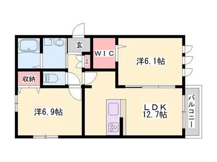 コンフォールいなみの (2LDK/1階)の間取り写真