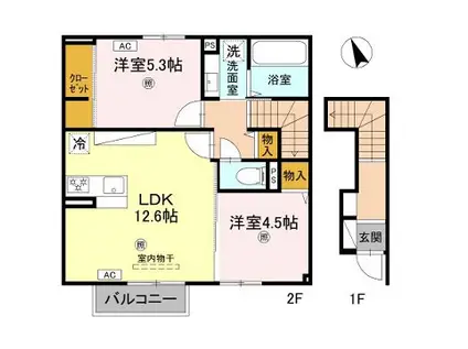 ヴィラーチェⅡ(2LDK/2階)の間取り写真