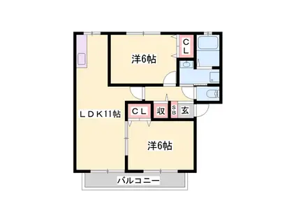 リッツハウスM&R(2LDK/1階)の間取り写真