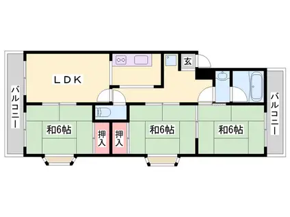 サンハイツ多井田(3LDK/2階)の間取り写真