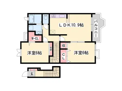 プロムナードEMA(2LDK/2階)の間取り写真