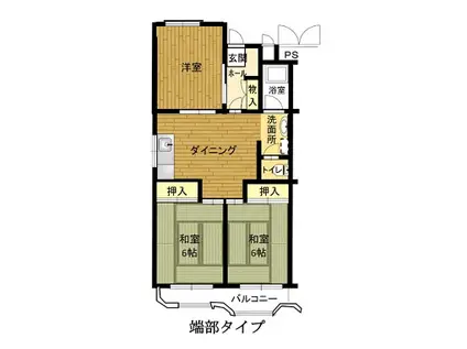 播磨城の宮1号棟(3DK/4階)の間取り写真