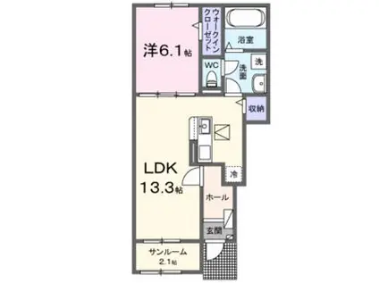 プリムローズ(1LDK/1階)の間取り写真