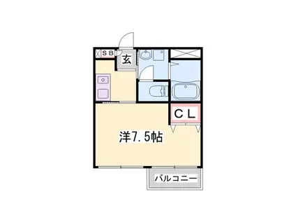 サンワプラザ福崎S(1K/1階)の間取り写真