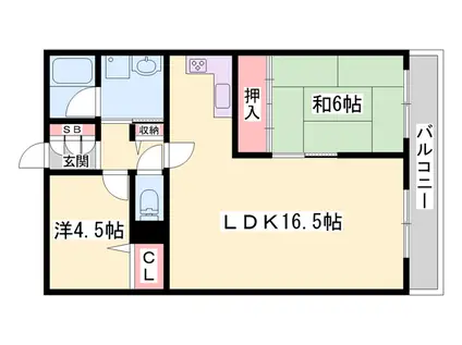 アルコ・ラ・カーサ姫路土山(2LDK/2階)の間取り写真