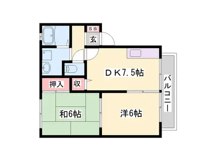 コンフォートシティ2(2DK/2階)の間取り写真