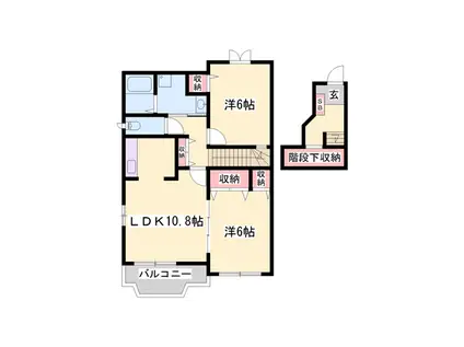 コモドジラソーレ(2LDK/2階)の間取り写真