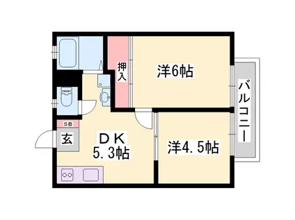 サンシティー蓼科 N棟(2DK/2階)の間取り写真