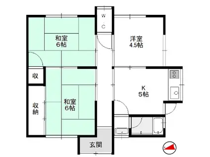 赤穂線 播州赤穂駅 徒歩19分 1階建 築51年(3K)の間取り写真