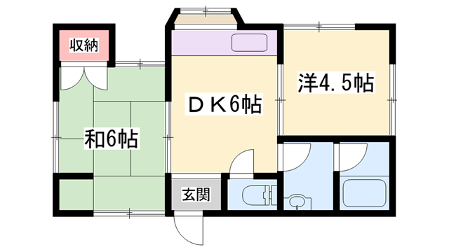 シンプルライフ田寺(2DK/1階)の間取り写真