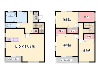 山陽電気鉄道本線 亀山駅(兵庫) 徒歩12分 2階建 築13年(3SLDK)の間取り写真