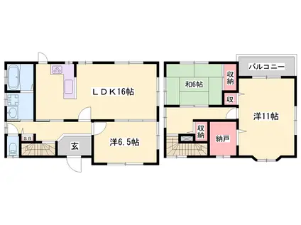 山陽本線 宝殿駅 徒歩8分 2階建 築31年(3SLDK)の間取り写真