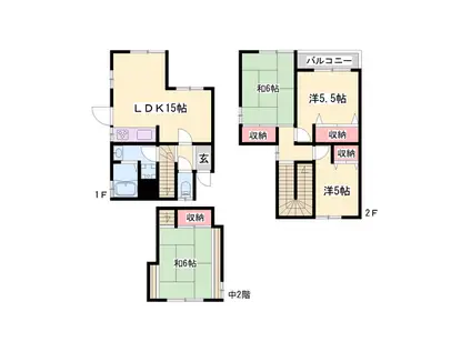 山陽電気鉄道本線 高砂駅(兵庫) 徒歩15分 2階建 築46年(4LDK)の間取り写真