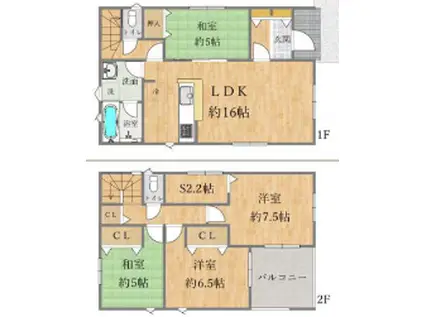 山陽電気鉄道本線 尾上の松駅 徒歩9分 2階建 築1年(4SLDK)の間取り写真