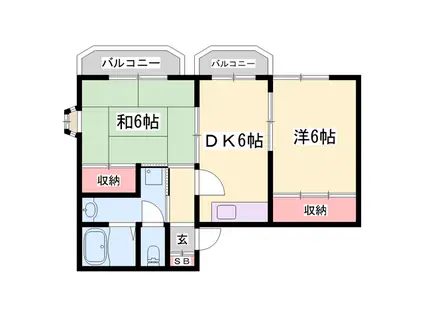 ベネフィス土山2(2DK/2階)の間取り写真