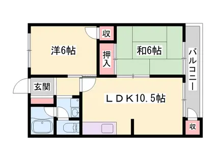 レオパレスⅡ(2LDK/1階)の間取り写真