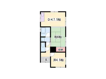 山陽電気鉄道本線 別府駅(兵庫) 徒歩19分 2階建 築48年(2DK)の間取り写真