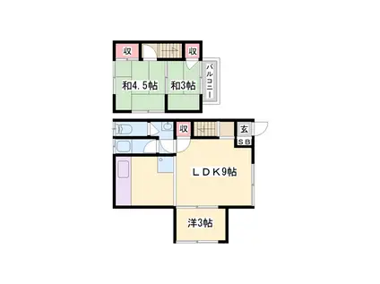 山陽本線 網干駅 徒歩11分 2階建 築42年(3LDK)の間取り写真