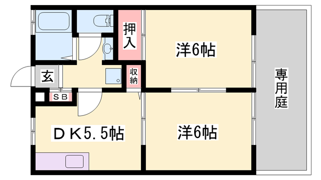 サンライフちぐさA(2DK/1階)の間取り写真