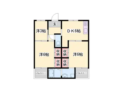 ビレッジハウス野村(3DK/1階)の間取り写真