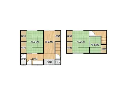 山陽電気鉄道本線 山陽姫路駅 徒歩36分 2階建 築58年(4K)の間取り写真