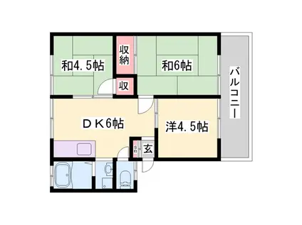 ロイヤルハイツA(3DK/1階)の間取り写真