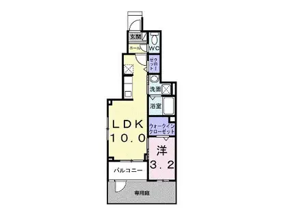 アンサードリーム加古川(1LDK/1階)の間取り写真