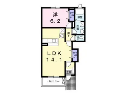 ルナパレスD(1LDK/1階)の間取り写真
