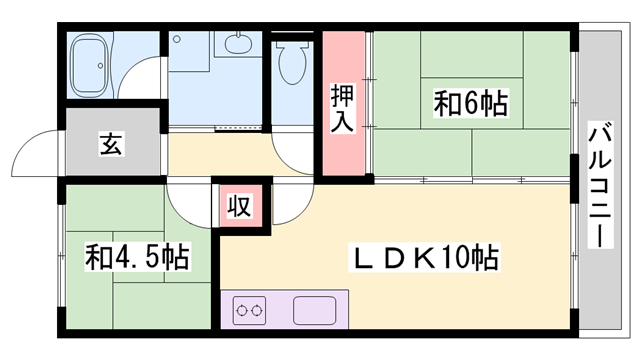 コーポ白浜(2LDK/1階)の間取り写真