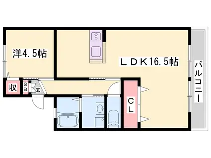 タデノハイツ(1LDK/1階)の間取り写真