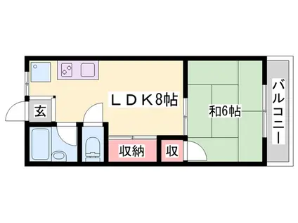 上野ハイツ(1LDK/1階)の間取り写真