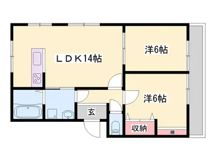 髙島ハイツ(2LDK/3階)の間取り写真