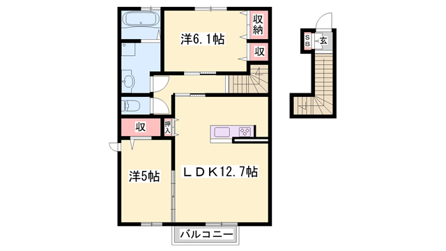 エタン・リジエール A棟(2LDK/2階)の間取り写真