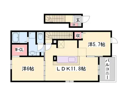 グラース・アンジュG(2LDK/2階)の間取り写真